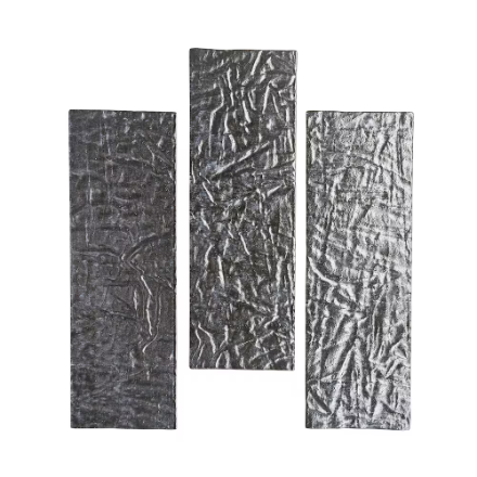 4x12-inch LuxySplash Weathered Charcoal Textured Glass Wall Tile - 1sq. ft. (3pcs)