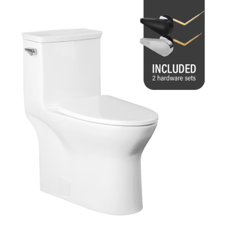 Glacier Bay Pemberton All-in-One 1-Piece Single Flush 4.8L Elongated White Concealed Toilet Comfort Height with Soft-Close Seat