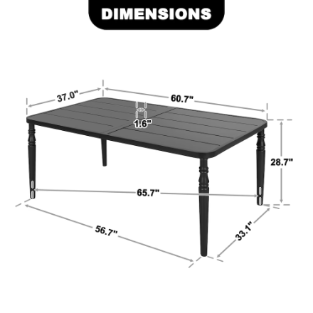 Black Rectangle Metal Outdoor Table