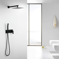 WELLFOR Wall Mounted Hand Shower and Shower Head Combo Kit Shower System in Matte Black