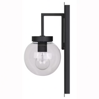 1-Light Black Outdoor Wall Sconce with Clear Glass Shade