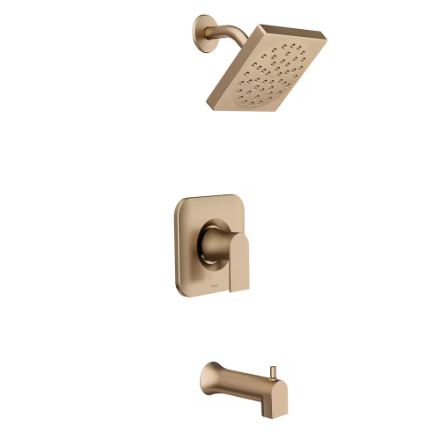 MOEN Genta Single-Handle 1-Spray Bathtub Shower Faucet with Rain Shower Head in Bronzed Gold