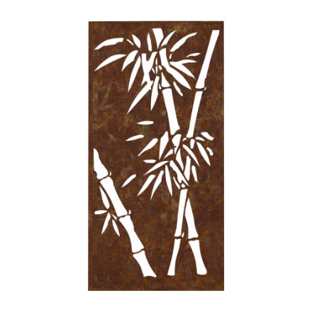 Peak Decorative Screens 3' x 6' Panda Steel Decorative Panel Rust