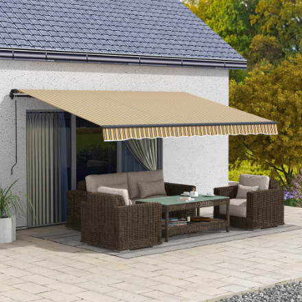 Outsunny 13 ft. x 10 ft. Patio Retractable Awning Sunshade Shelter, Amber