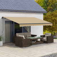 Outsunny 13 ft. x 10 ft. Patio Retractable Awning Sunshade Shelter, Amber