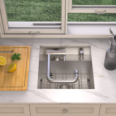 Glacier Bay All-in-One 15 in Kitchen Workstation Sink Combo