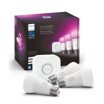 Philips HUE 75-Watt Equivalent A19 White and Colour Ambiance Starter Kit (3-Pack)
