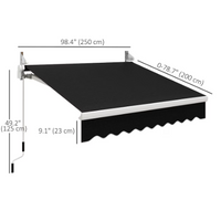 Outsunny Manual Retractabl Sunshade Awning Black