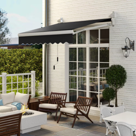 Outsunny Manual Retractabl Sunshade Awning Black