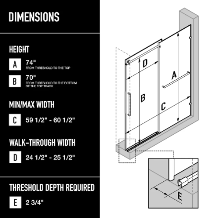 VIGO Ferrara Frameless Sliding Show Door