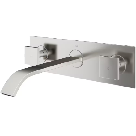 VIGO Titus 2-Handle Wall Mount Bathroom Faucet in Brushed Nickel
