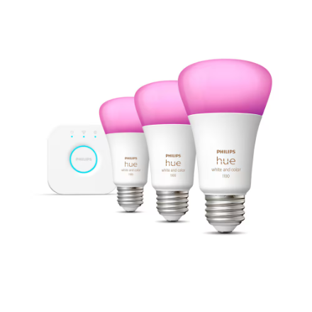 Philips HUE 75-Watt Equivalent A19 White and Colour Ambiance Starter Kit (3-Pack)