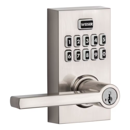 Weiser SmartCode Satin Nickel Electronic Entry Door Handle/Keyless Entry Door Lock
