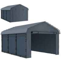 Outsunny 10' x 15' x 8' Heavy Duty Metal Carport, Waterproof Car Shelter Garage Canopy with Galvanized Metal Roof and Removable Sidewalls for Cars, Boats, Trucks and Tractors, Light Grey