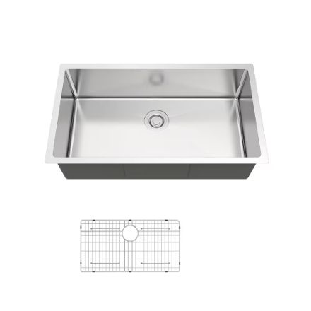 Glacier Bay 32"W Single Bowl Rectangular Undermount Kitchen Sink