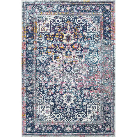 nuLOOM Medallion Blue 12 ft. x 15 ft. Indoor Area Rug