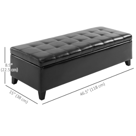 HOMCOM 51 Inches PU Leather Storage Chest for Living Room, Black
