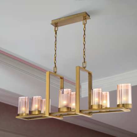 Londra 8-Light Gold Linear Candle-Style Double Glass Adjustable Length Chandelier