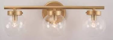 Modern Gold Bathroom Vanity Light, 3-Light Farmhouse Brass Wall Sconce with Clear Globe Glass Shades