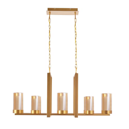 Londra 8-Light Gold Linear Candle-Style Double Glass Adjustable Length Chandelier