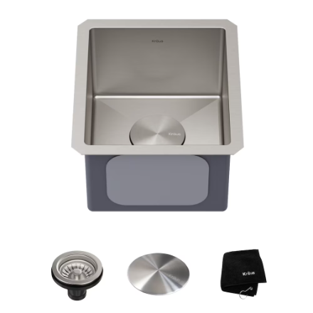 Kraus Standart PRO 13" Undermount 16 Gauge Stainless Steel Single Bowl Bar Prep Kitchen Sink