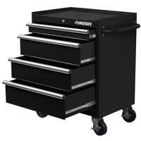Husky Standard-Duty 27 inch W 4 Drawer Rolling Tool Cabinet in Gloss Black