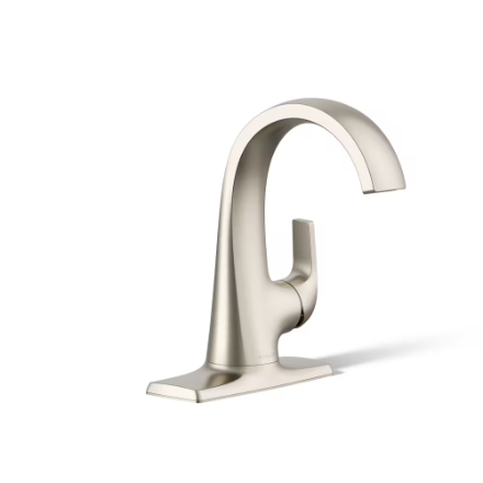 KOHLER Cursiva 4 in. Single-Hole Single-Handle Bathroom Faucet in Brushed Nickel