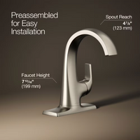 KOHLER Cursiva 4 in. Single-Hole Single-Handle Bathroom Faucet in Brushed Nickel