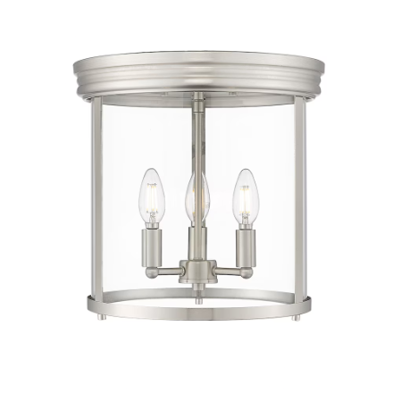 Brushed Nickel 13 inch 3 Light Flush Mount