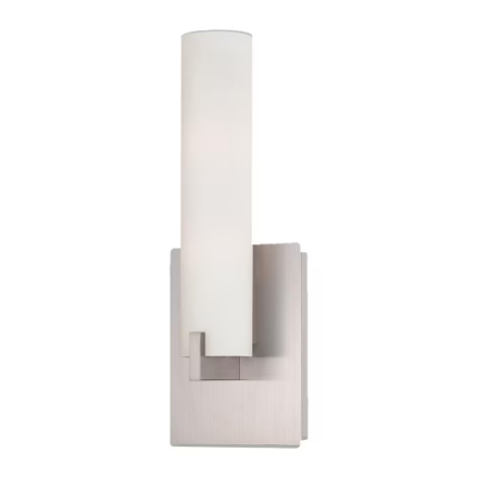 2-Light Brushed Nickel Wall Sconce with Cylindrical Glass Shade