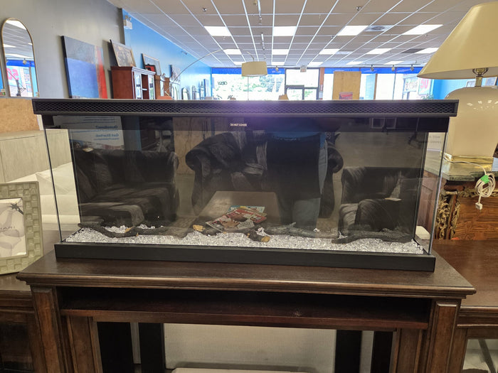 Contemporary Glass Panel Electric Fireplace with Crystal Accents