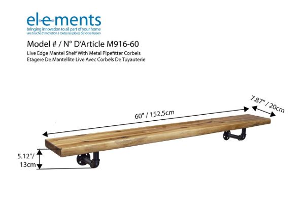 Elements Live Edge Mantel Shelf