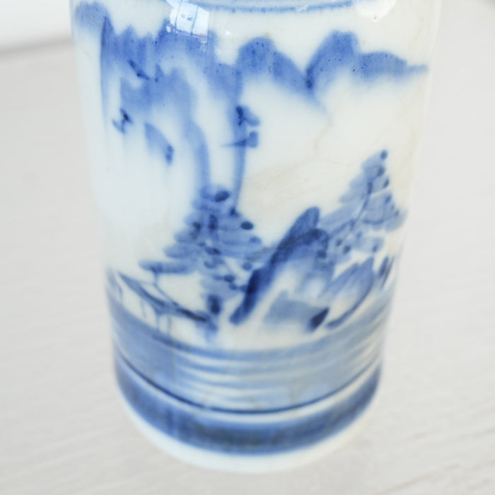 Early 20st Century Japanese Blue and White Porcelain Tokkuri Sake Bottle