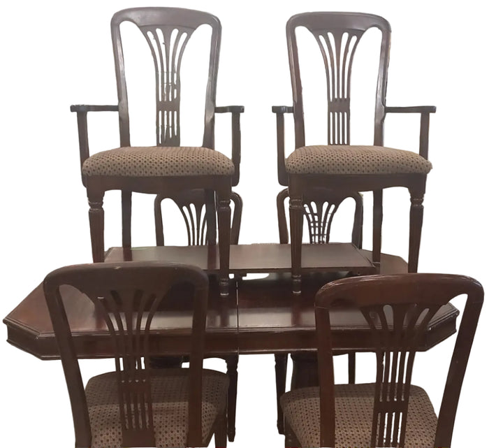 Burgundy Dining Set with Six Chairs
