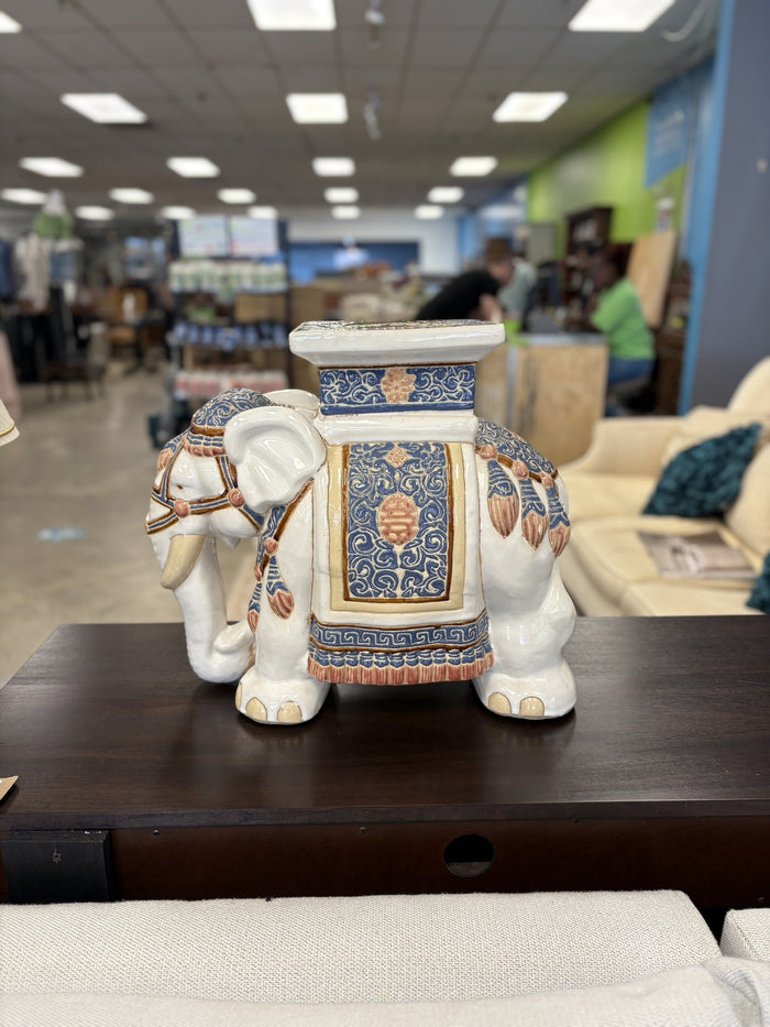 8- Inch Glazed Ceramic Elephant 1970s