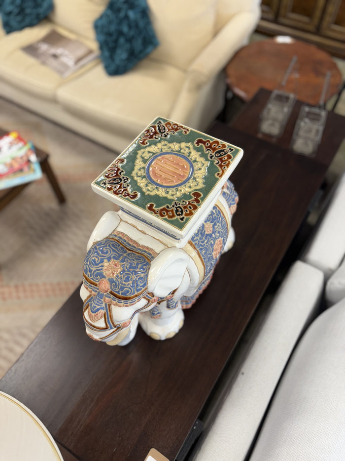 8- Inch Glazed Ceramic Elephant 1970s