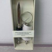 Elegance Magnifying Glass & Letter Opener Set in White