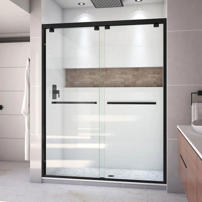 Encore Sliding Semi Frameless Shower Door in Matte Black