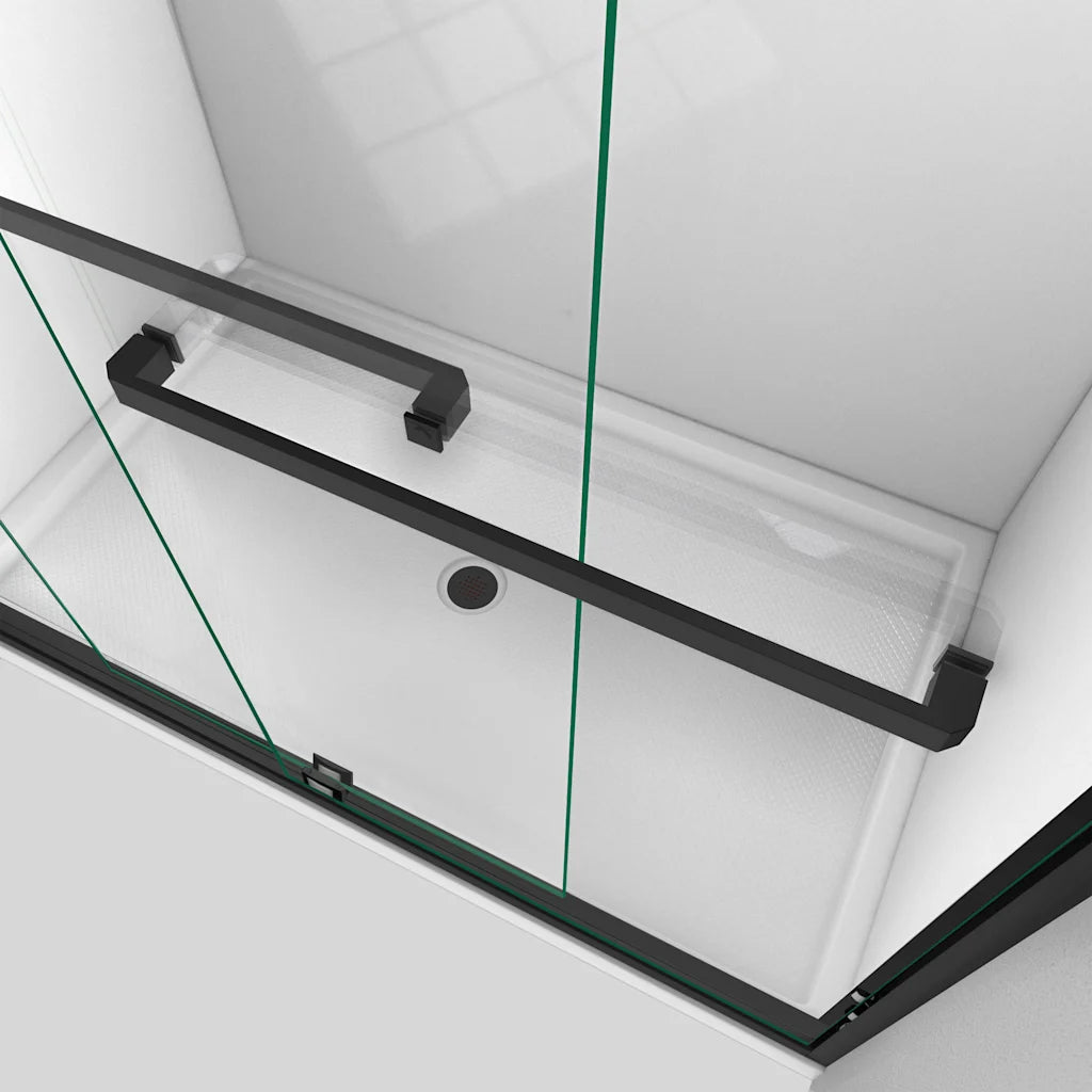 Encore Sliding Semi Frameless Shower Door in Matte Black
