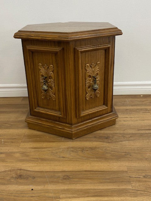 Vintage Wooden Hexagonal Wooden End Table