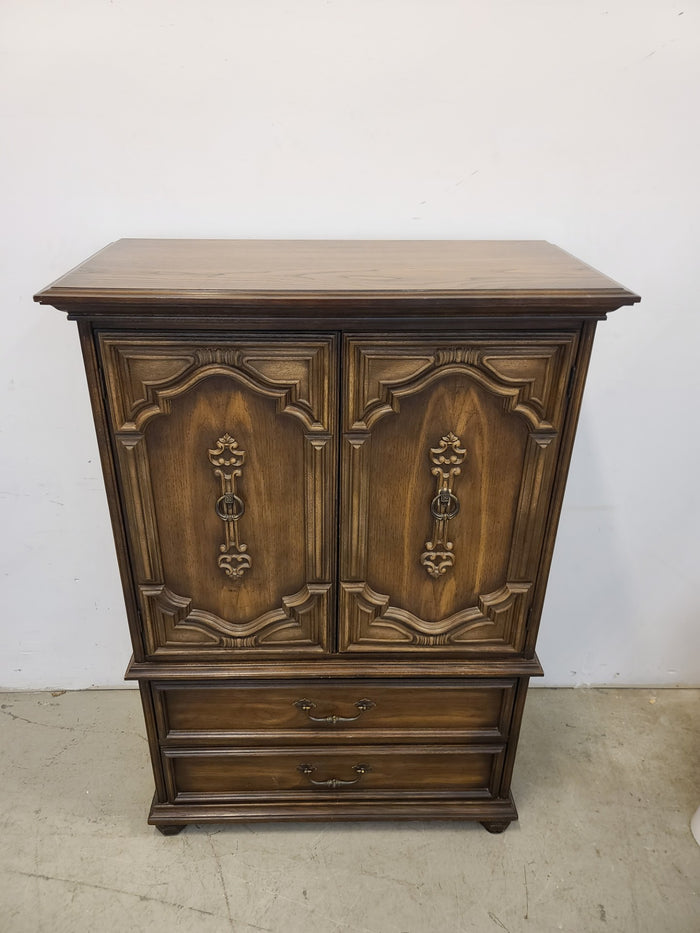 Vintage Solid wood Two Door Armoire W/Drawer #MR3