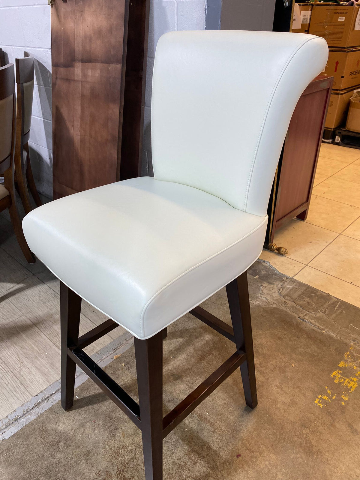 Ivory Bar Stool with Faux Leather