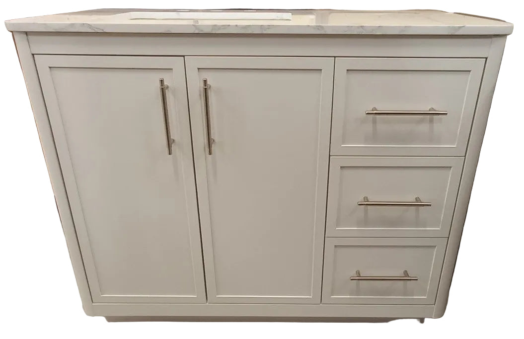 Home Decorators Collection Faraday 42-inch W x 19-inch D White Wood Single Undermount Sink Bathroom Vanity with White Cultured Marble Countertop