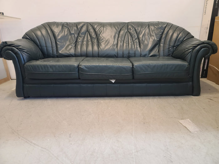 Green 3-Seat Pleather Sofa
