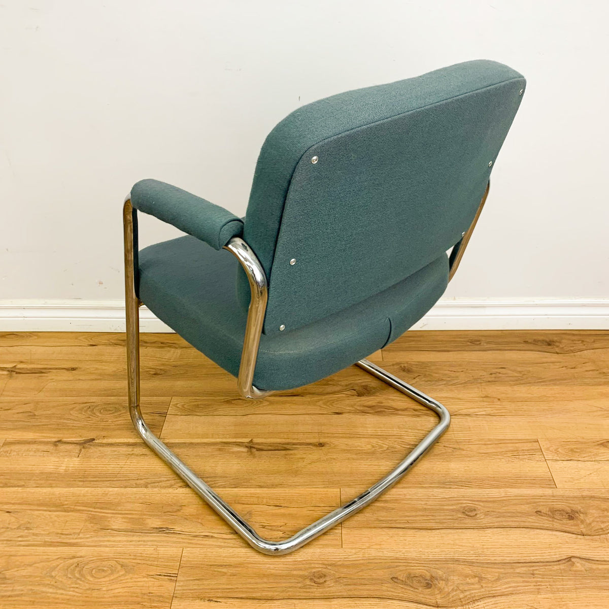 Fabric Upholstered Steelcase Cantilever Armchair in Green