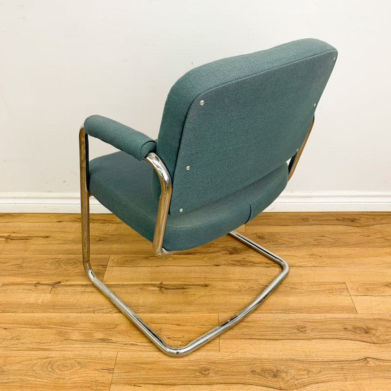 Fabric Upholstered Steelcase Cantilever Armchair in Green