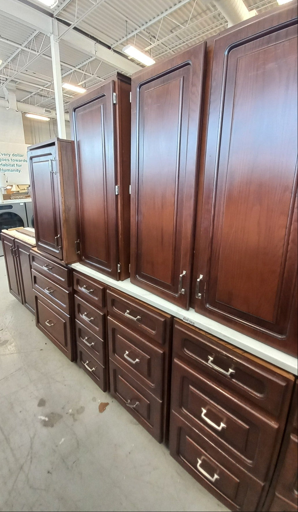 Set of 13 Brown Kitchen Cabinets