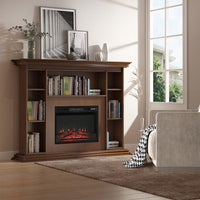 1400W Electric Fireplace Insert Heater W/ Realistic Flames in Black