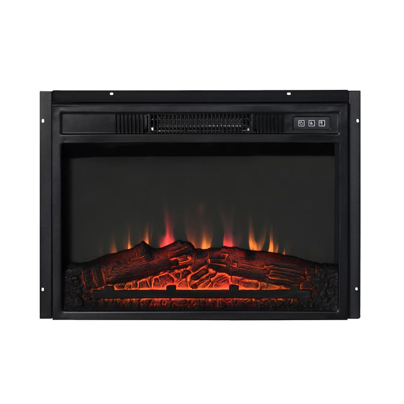 1400W Electric Fireplace Insert Heater W/ Realistic Flames in Black