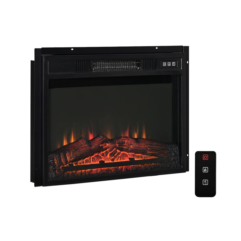 1400W Electric Fireplace Insert Heater W/ Realistic Flames in Black